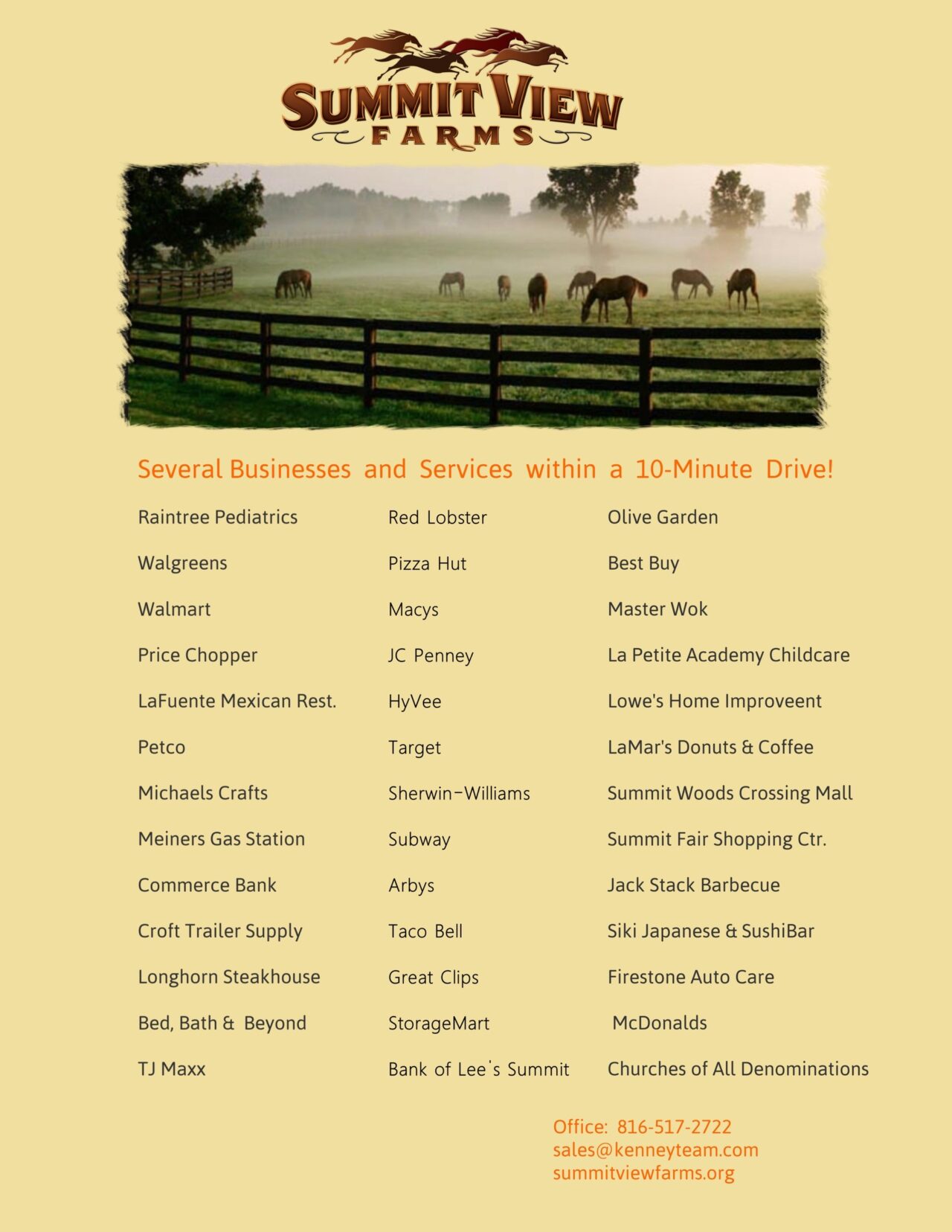 A flyer for the summit view equestrian center.