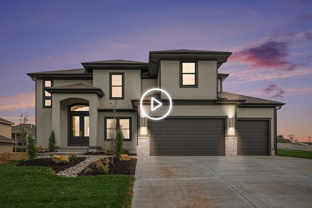 Contemporary two-story house with three-car garage